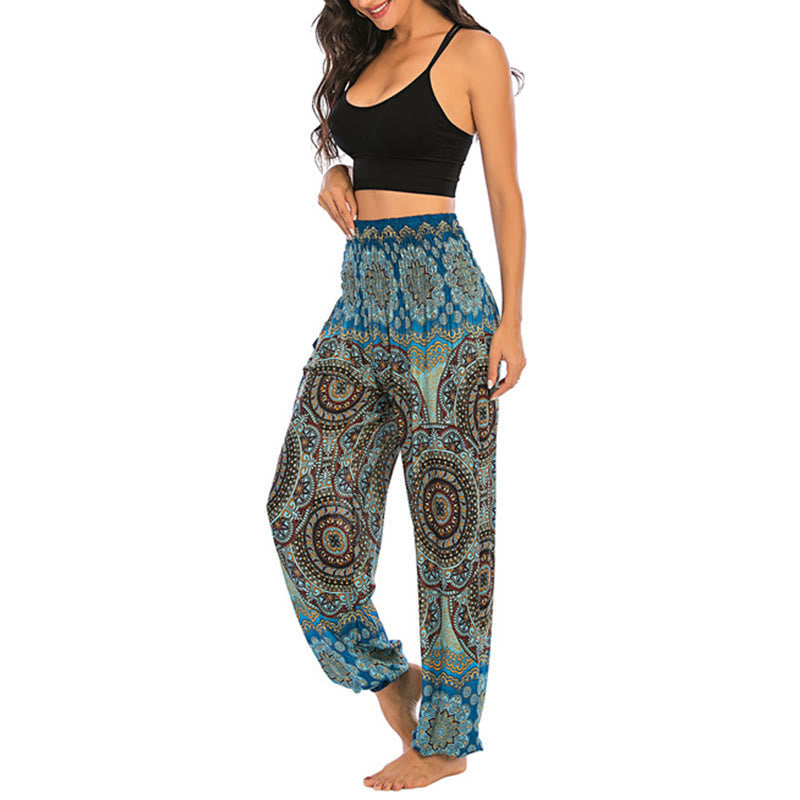 Boho Loose Round Geometric Pattern Harem Trousers Women's Yoga Pants