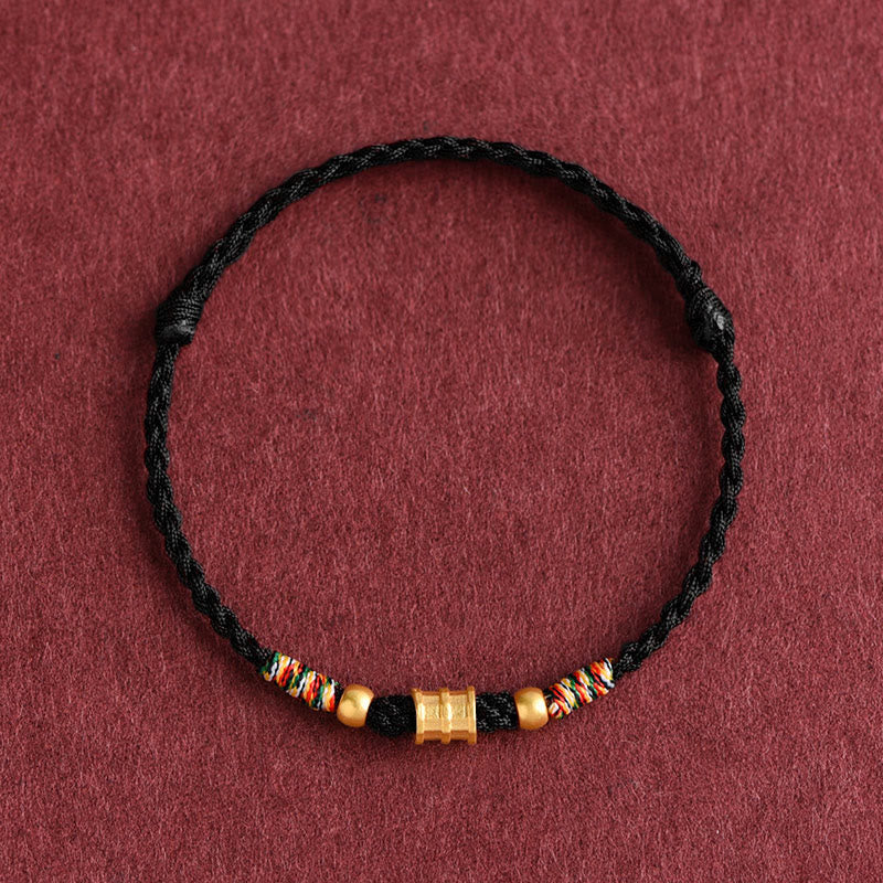999 Gold Small Bucket Shape Design Handmade Luck Braided Rope Bracelet Anklet