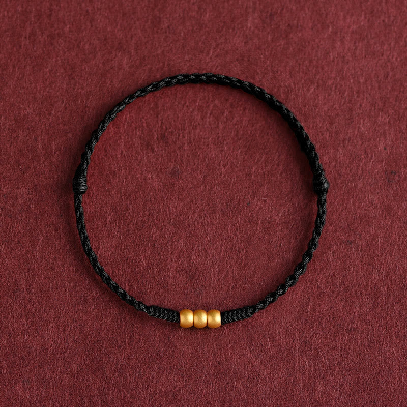999 Gold Mini Three Beads Design Handmade Luck Rope Bracelet Anklet