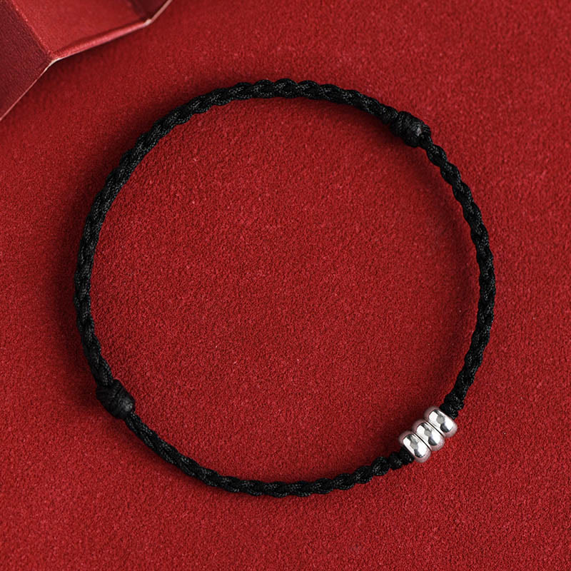 925 Sterling Silver Beads Protection Luck Braided Bracelet Anklet
