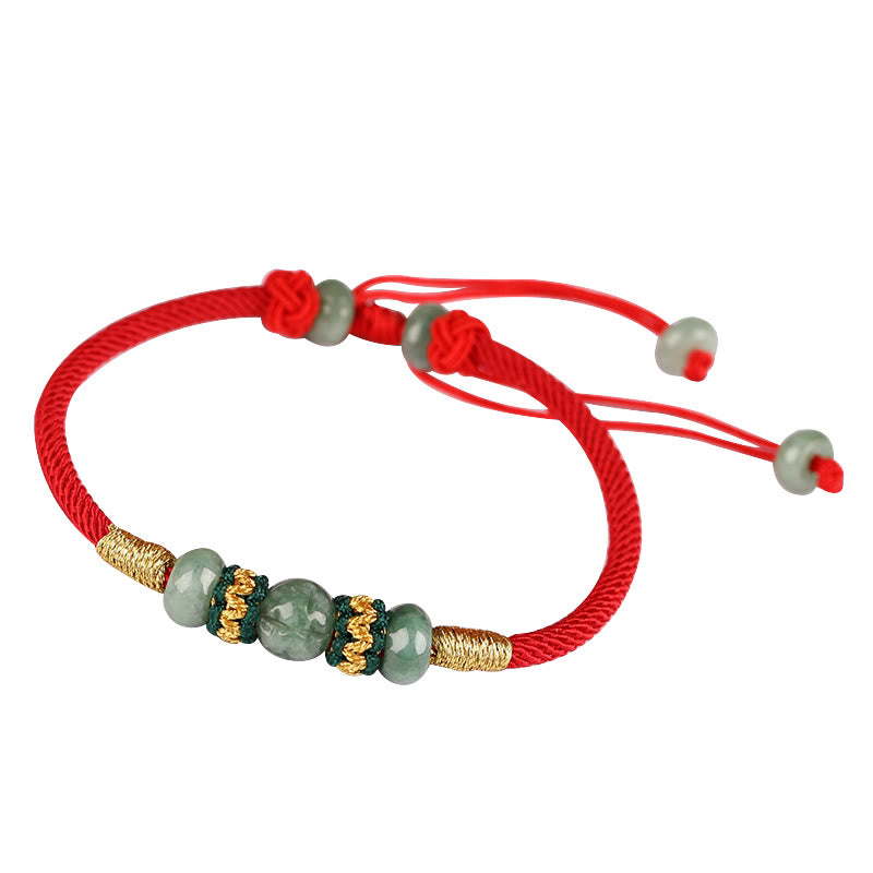 Jade Abacus Bead Prosperity Red String Rope Bracelet