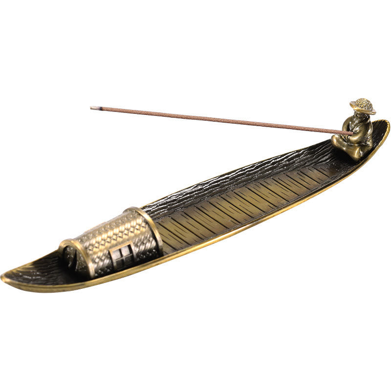 Fisherman Boat Alloy Incense Stick Holder Incense Burner Decoration
