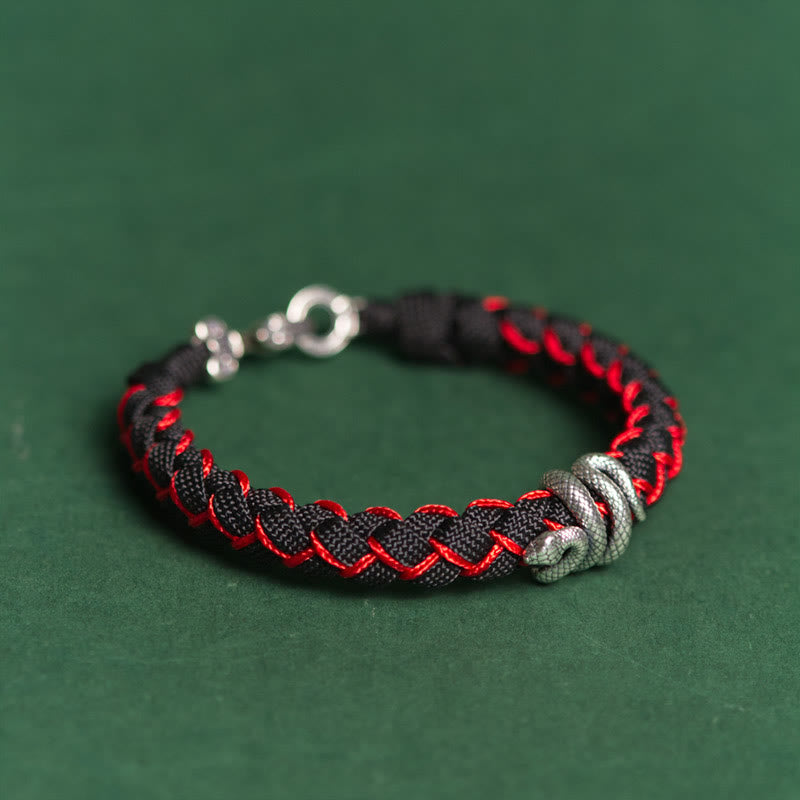 Year of the Snake 999 Sterling Silver String Protection Braided Bracelet