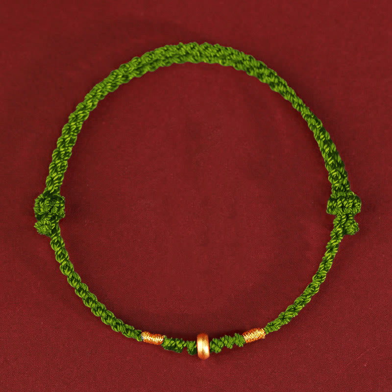 999 Gold Small Lucky Beads String Protection Luck Braided Bracelet Anklet