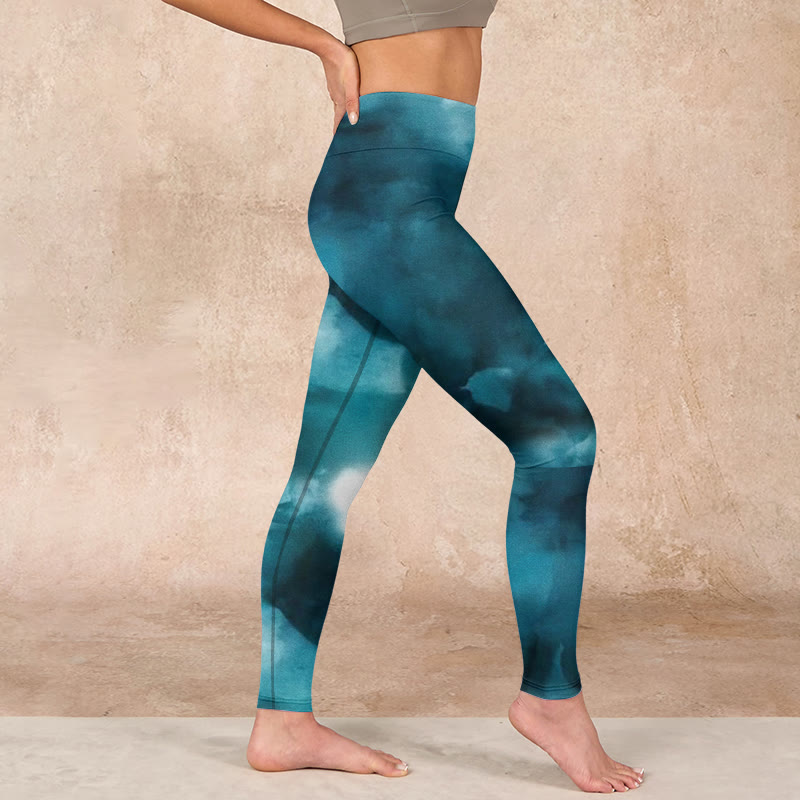 Dark Green Cloud Gym Leggings Women's Yoga Pants