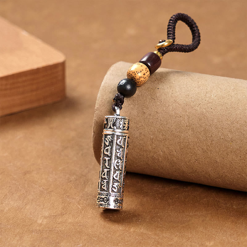 Tibetan Om Mani Padme Hum Shurangama Mantra Vajra Pattern Copper Purity Key Chain