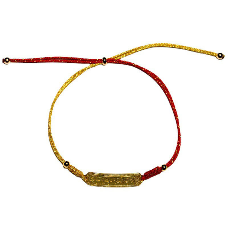 14K Gold-plated Copper Amulet Protection Red Golden Rope Bracelet
