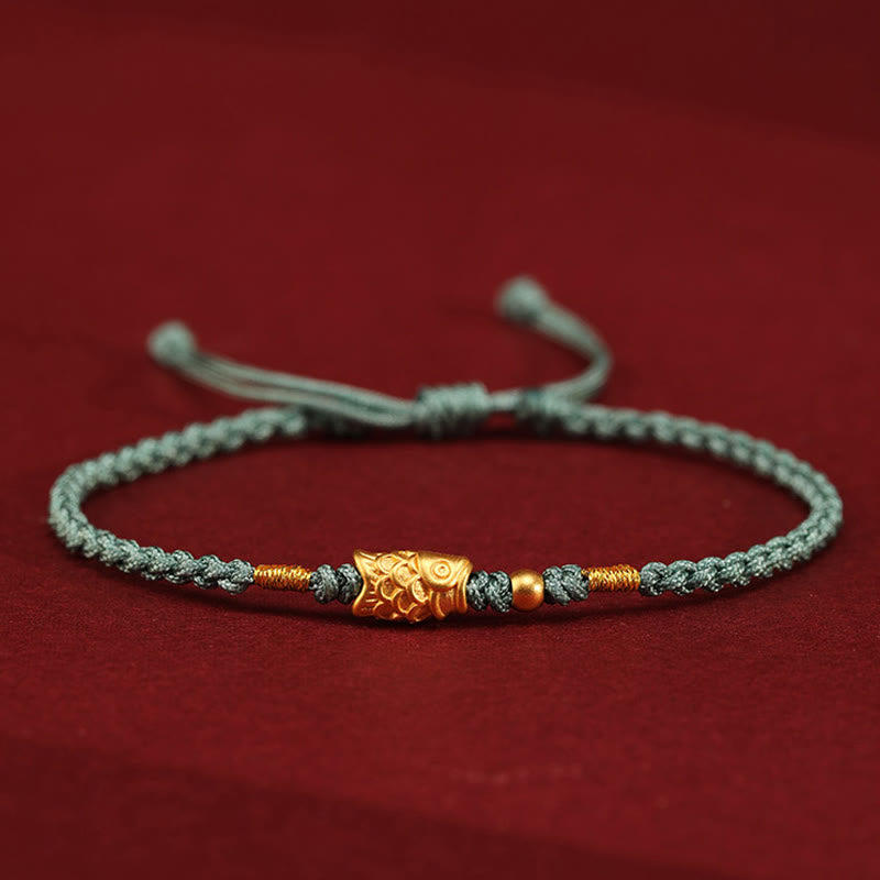 999 Gold Luck Protection Koi Fish Handmade Braided String Bracelet