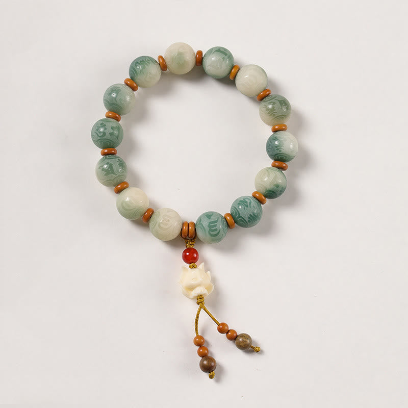 Gradient Bodhi Seed Om Mani Padme Hum Carved Zakiram Peace Bracelet