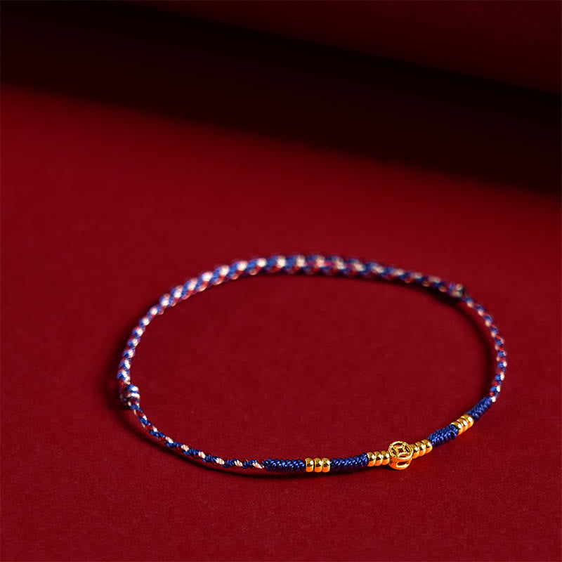 Handmade Braided Red String Copper Coins Luck Bracelet