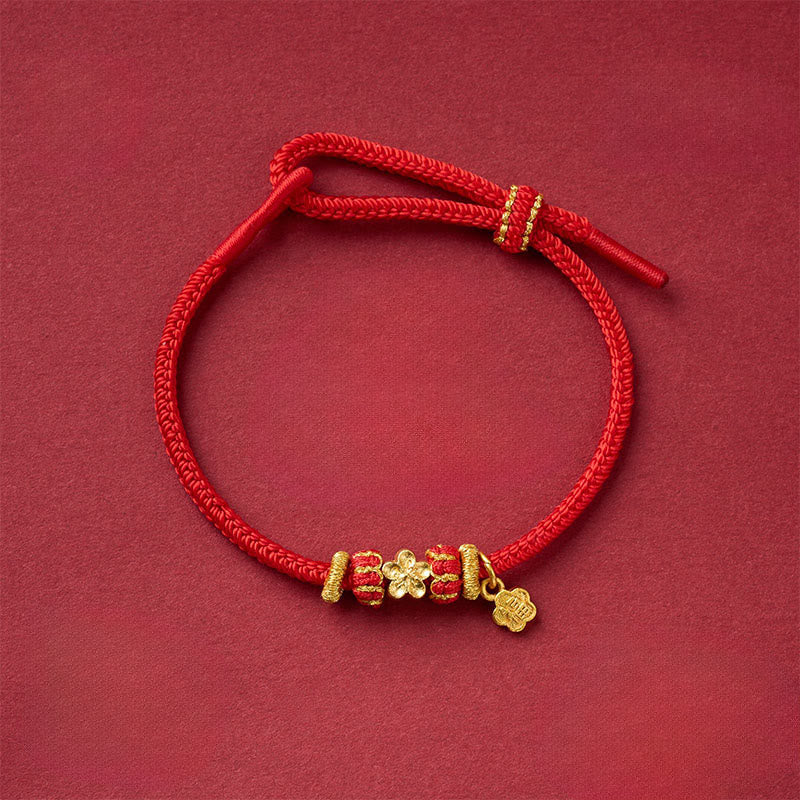Om Mani Padme Hum Fu Character Copper Red String Luck Bracelet