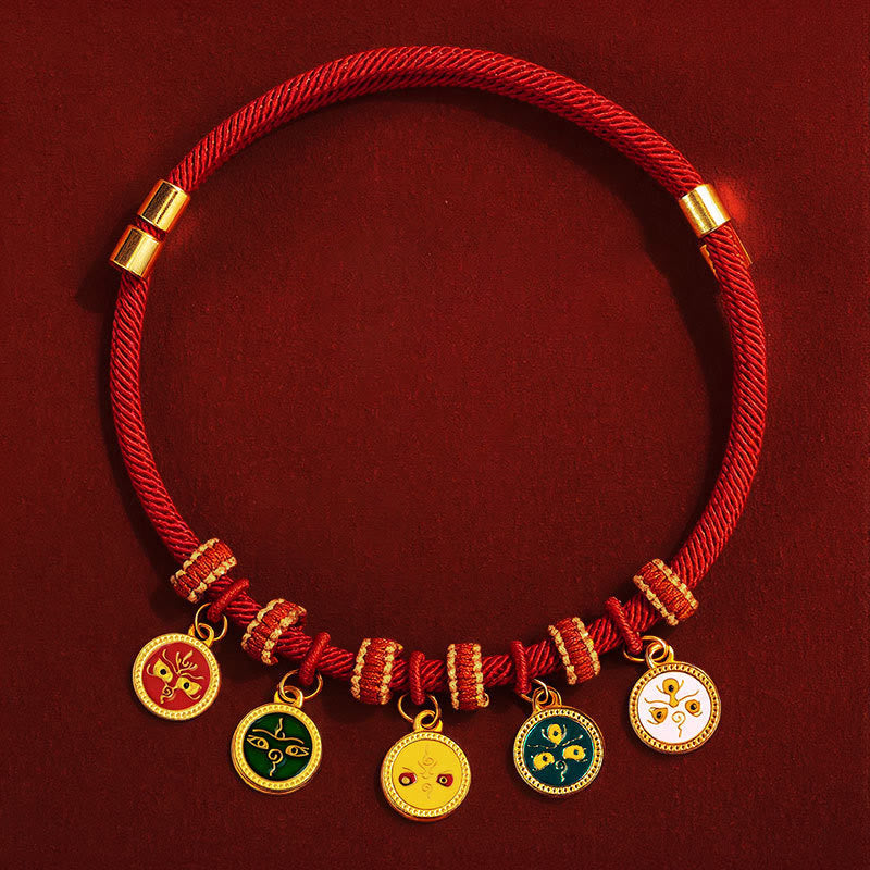 Red String Bead Compass Gourd Protection Adjustable Cats Dogs Pet Collar