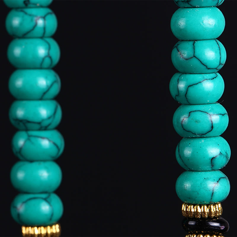 Tibetan 108 Beads Turquoise Dzi Bead Wisdom Balance Mala