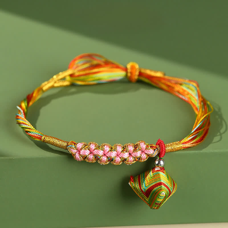Multiple Colorful String Zongzi Peach Blossoms Connection Bracelet