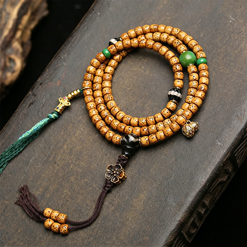 Star Moon Bodhi Seed Fox Gourd Wisdom Tibetan Handmade 108 Bead Mala