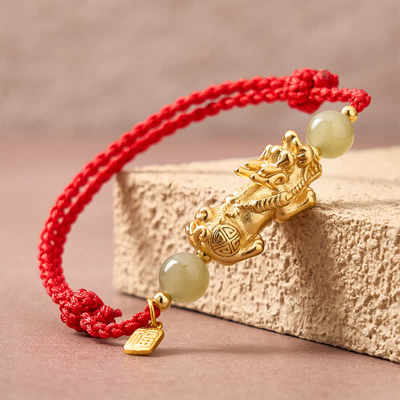 Copper Pi Xiu Fu Character Luck Red String Bracelet