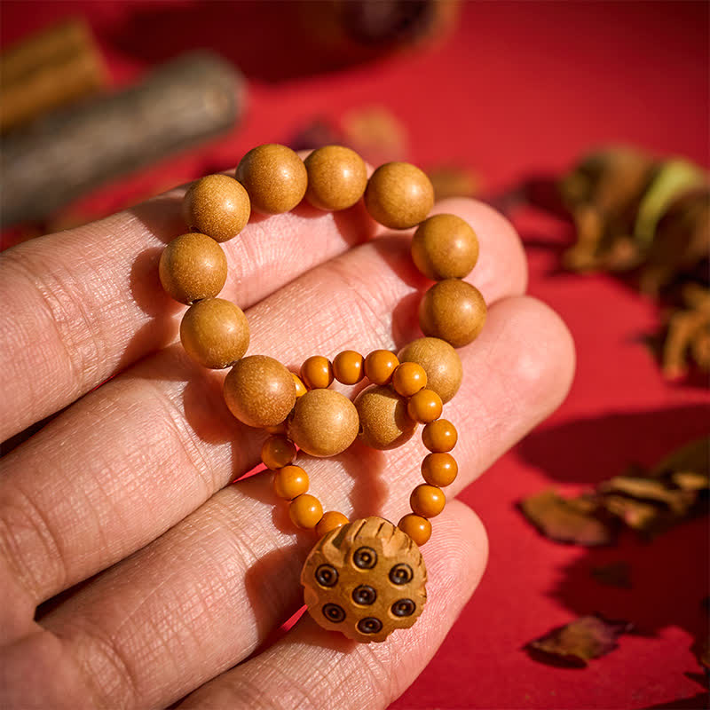 Green Sandalwood Lotus Pod Hand-Polished Tactile Meditation Beads Decorations