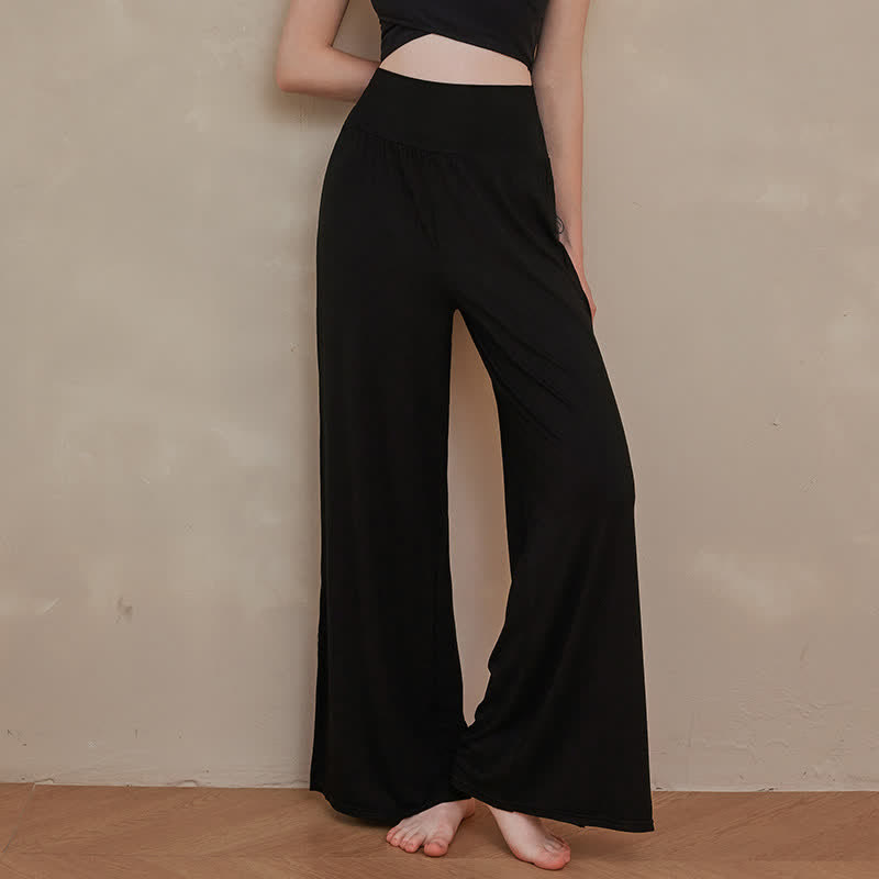 Casual Plain High Waist Elastic Women's Wide Leg Pants