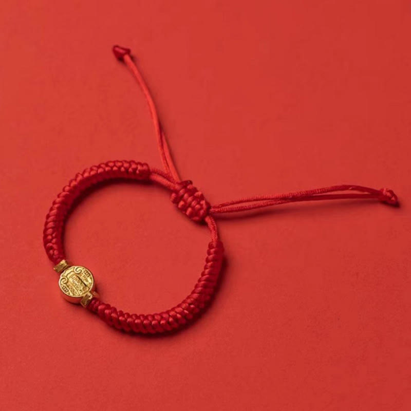 Five Directions Gods of Wealth Handmade Reincarnation Knot Protection String Braid Bracelet