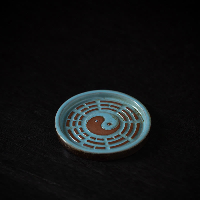 Small Treasure Bowl Lucky Bag Bagua Tray Ceramic Stick Incense Burner Decoration