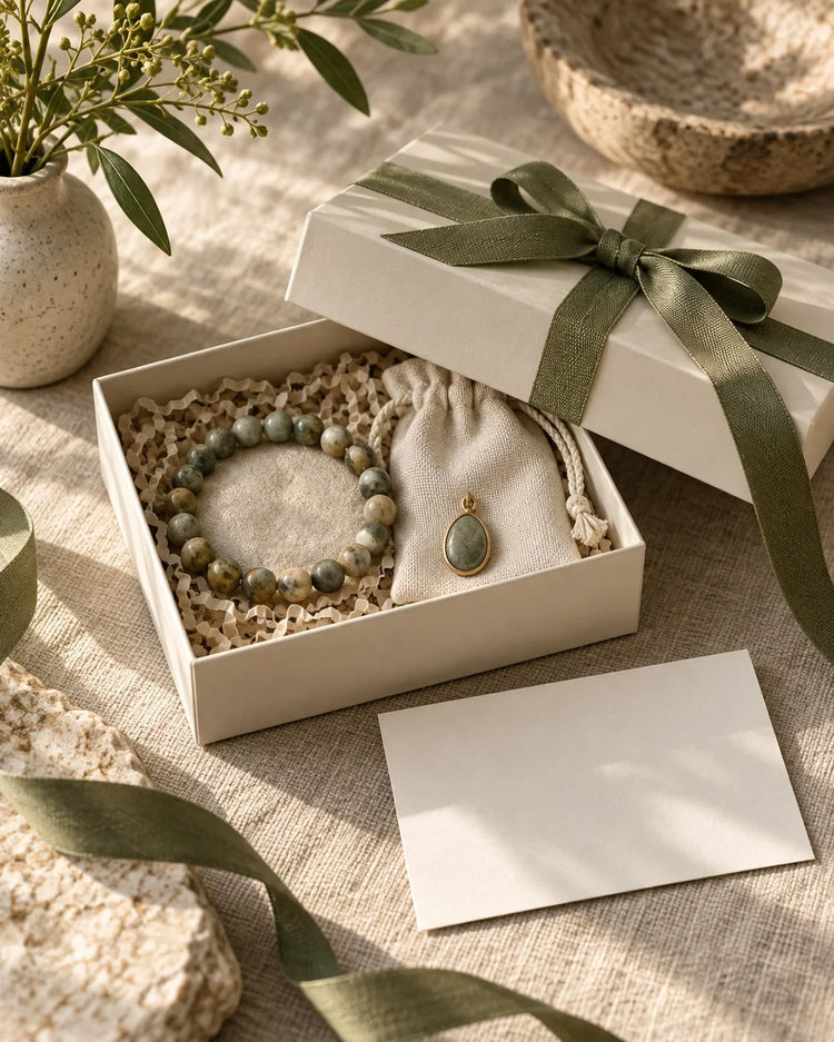 Natural jewelry presented in a thoughtful gift box