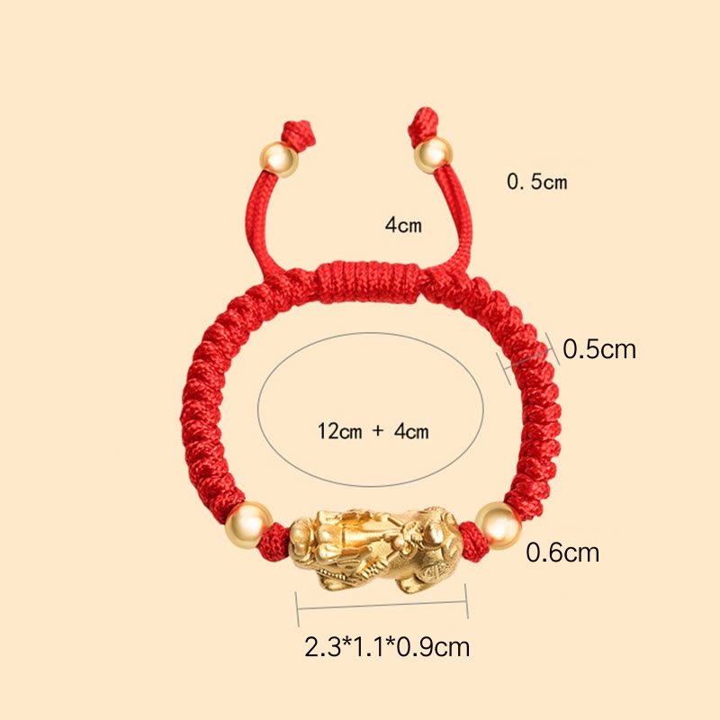 999 Sterling Silver PiXiu Wealth King Kong Knot String Braided Kids Child Bracelet