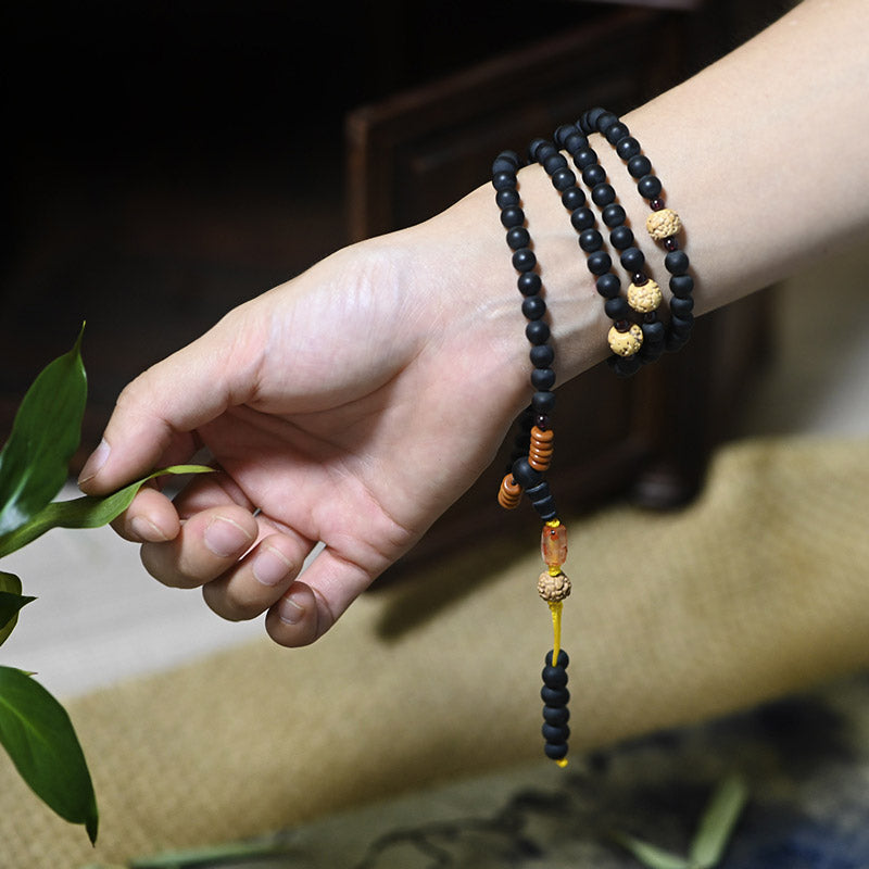 Tibetan Mala Cypress Bodhi Seed Red Agate Bracelet