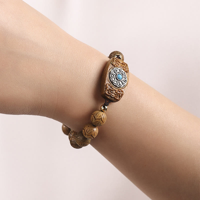 Green Sandalwood Ebony Wood Sandalwood Om Mani Padme Hum Soothing Bracelet