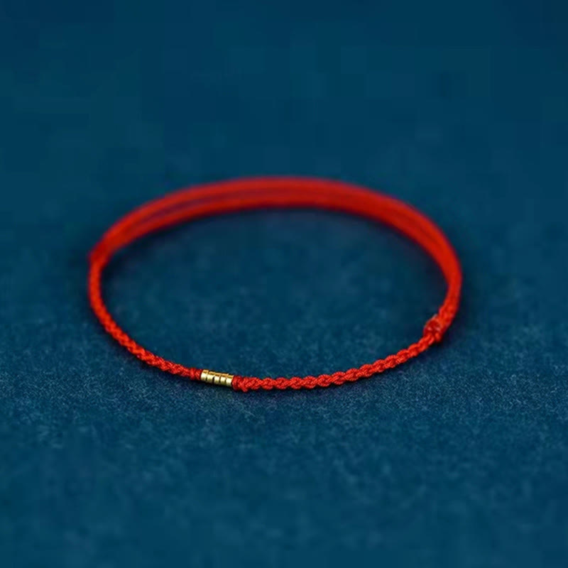 "Blessings for Clear Connections" 925 Sterling Silver Lucky Golden Bead String Bracelet Anklet Includes Gift Message Card