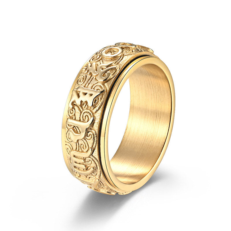 Six True Words Balance Calm Titanium Steel Ring