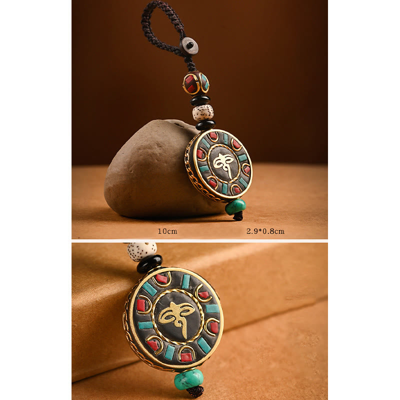 Tibetan Om Mani Padme Hum Bodhi Seed Peace Key Chain