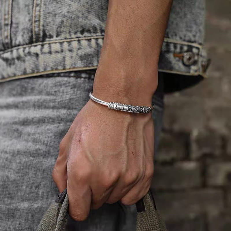 Om Mani Padme Hum Engraved Peace Cuff Bracelet Bangle