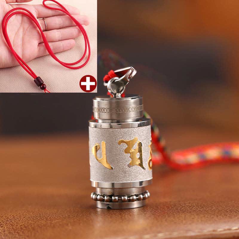 Tibet Om Mani Padme Hum Shurangama Mantra Titanium Steel Wisdom Amulet Necklace Pendant