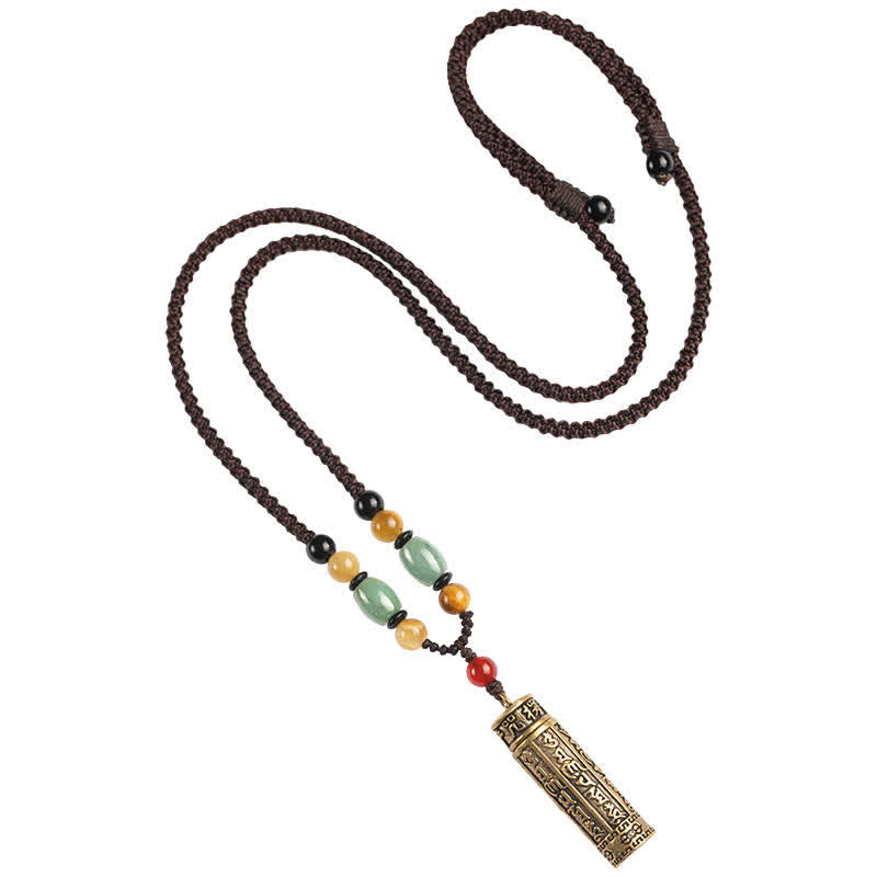 Tibet Om Mani Padme Hum Agate Shurangama Sutra Protection Necklace Pendant
