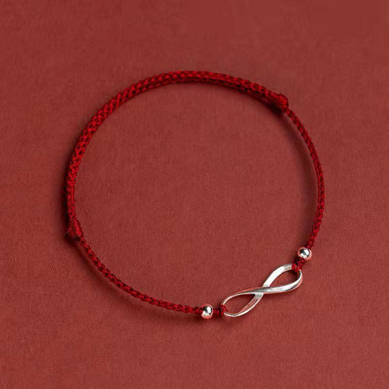 925 Sterling Silver Endless Knot Protection Luck Red String Bracelet Anklet