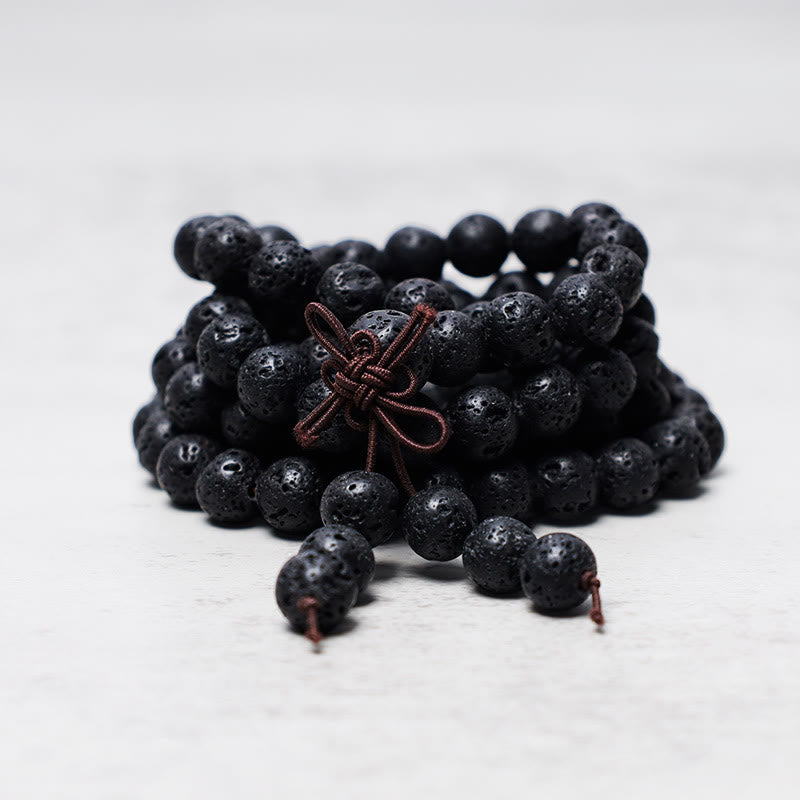 108 Natural Lava Rock Beads Prayer Mala Bracelet Necklace