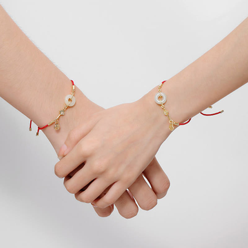 "Wishing You Peace and Protection" Jade Red Rope Bracelet Includes Gift Message Card