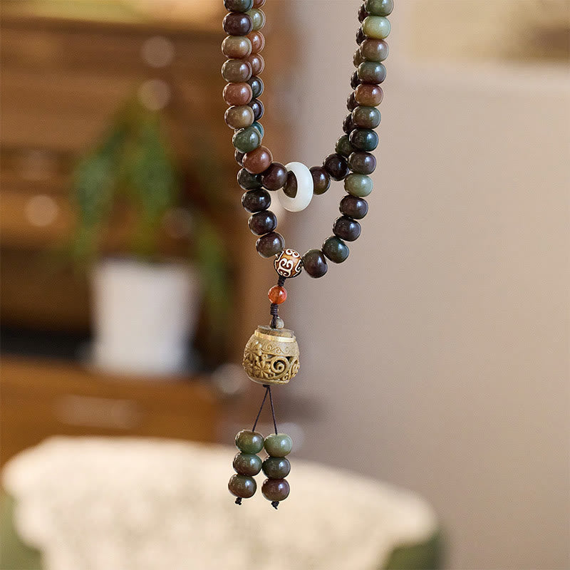 108 Mala Beads Dunhuang Color Bodhi Seed Dzi Bead Keep Away Evil Spirits Bracelet