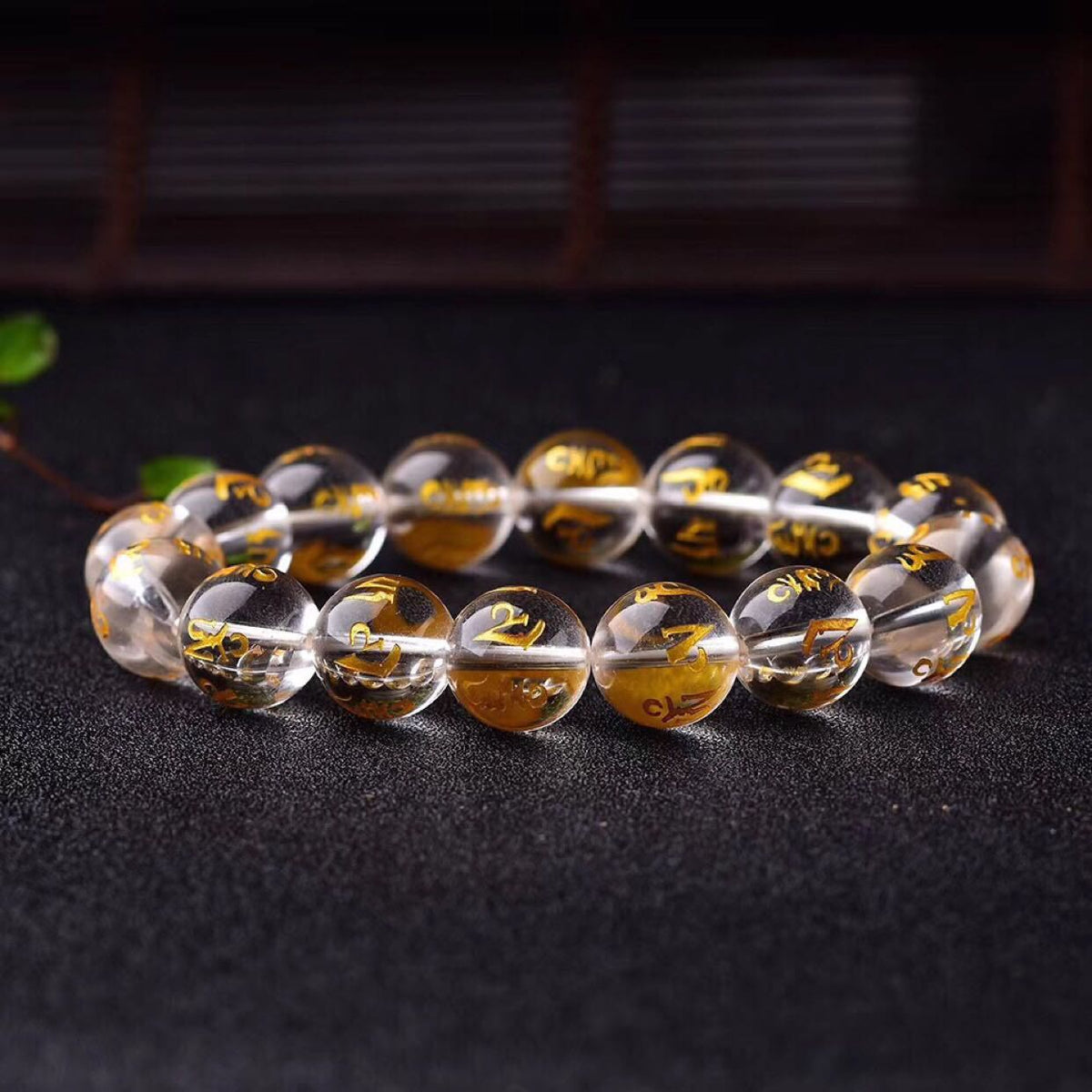 Tibet White Crystal Black Onyx Om Mani Padme Hum Meditation Bracelet