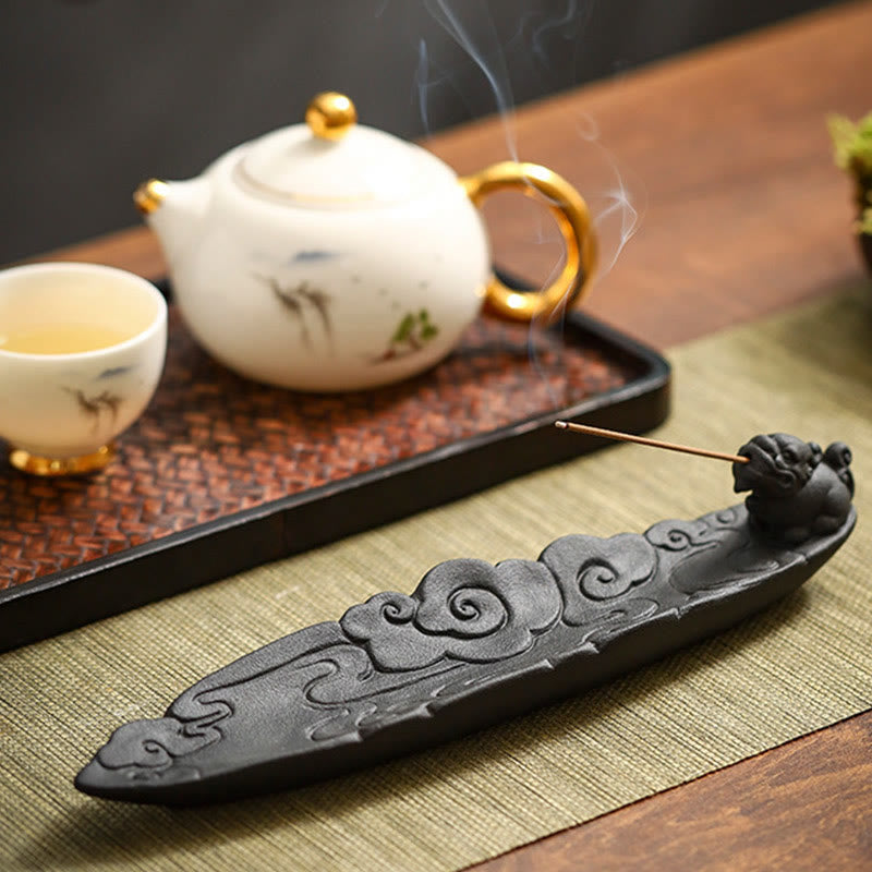 Auspicious Clouds Pixiu Ceramic Stick Incense Burner Decoration