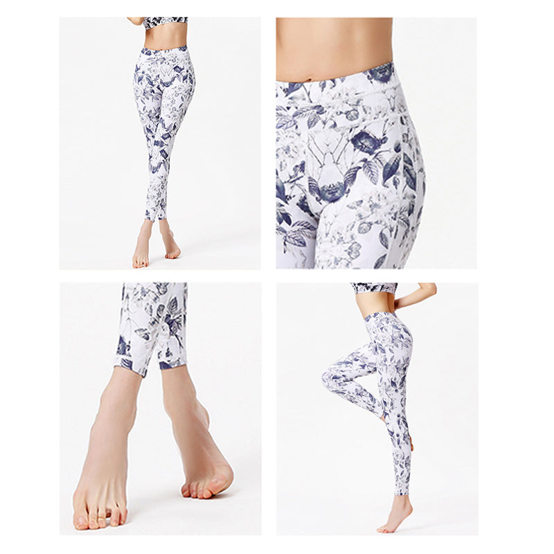 Flowers Leaves Print Pants Sports Fitness Yoga Leggings Women's Yoga Pants