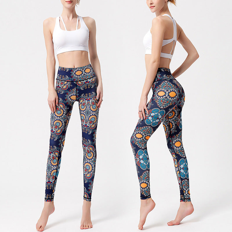 Flowers Leaves Birds Print Pants Sports Fitness Yoga Dance Leggings Women's Yoga Pants
