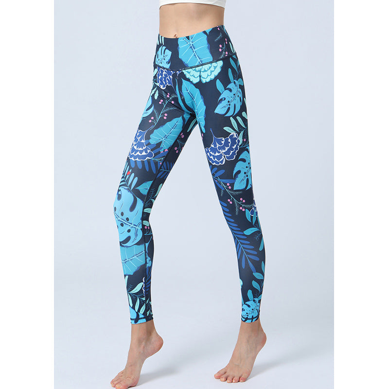 Leaves Print Pants Sports Fitness Yoga High Waist Leggings Women's Yoga Pants