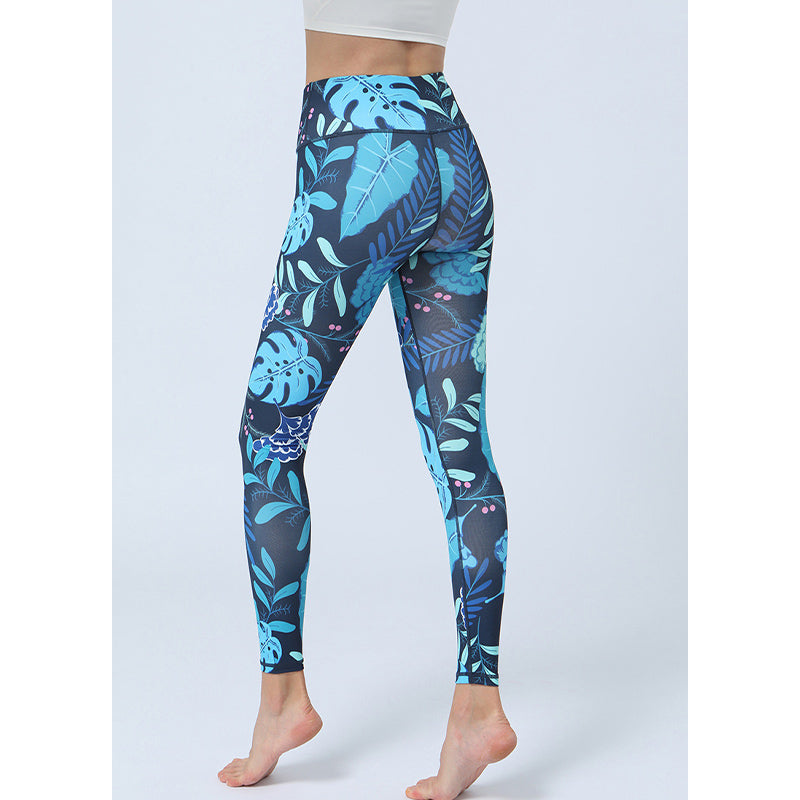 Leaves Print Pants Sports Fitness Yoga High Waist Leggings Women's Yoga Pants