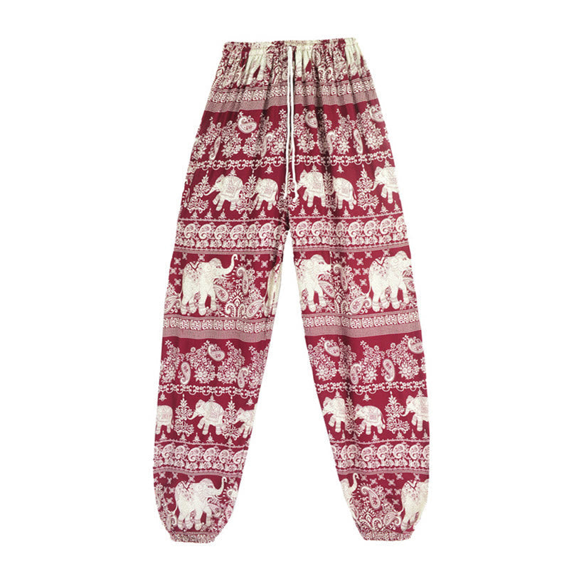Boho Loose Elephant Pattern Harem Trousers Women's Yoga Pants