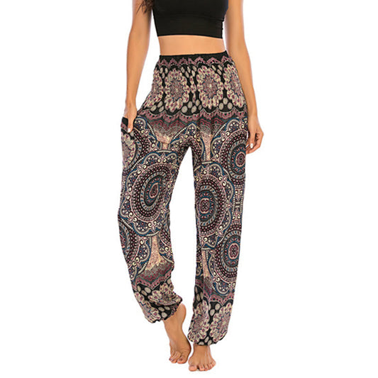 Boho Loose Round Geometric Pattern Harem Trousers Women's Yoga Pants
