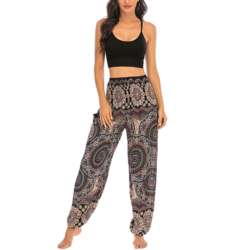 Boho Loose Round Geometric Pattern Harem Trousers Women's Yoga Pants