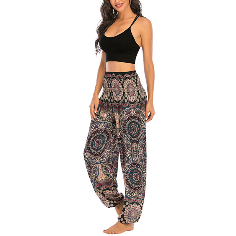 Boho Loose Round Geometric Pattern Harem Trousers Women's Yoga Pants