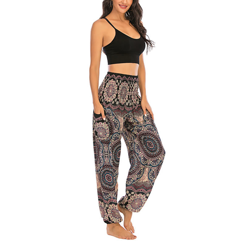 Boho Loose Round Geometric Pattern Harem Trousers Women's Yoga Pants