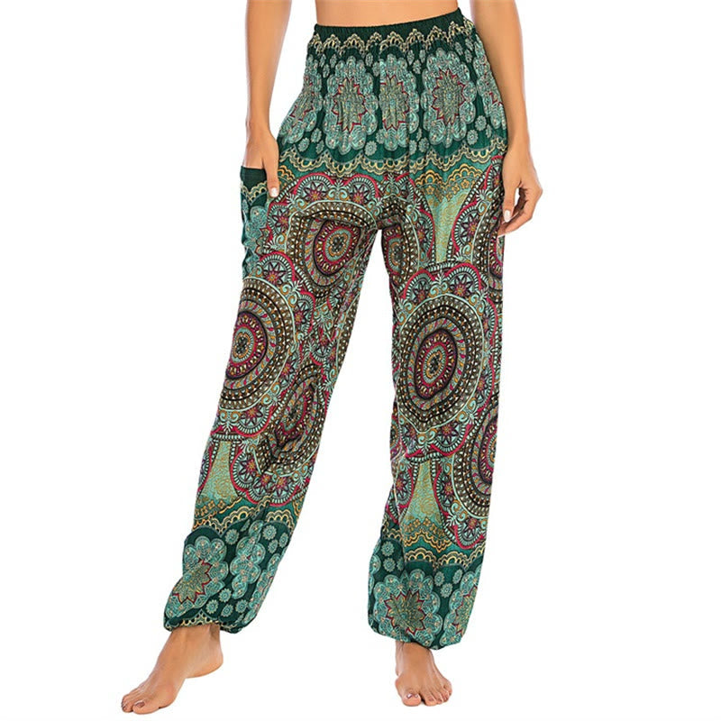 Boho Loose Round Geometric Pattern Harem Trousers Women's Yoga Pants